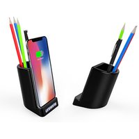 3 and 1 multi-function wireless charger 10W double coil rapid desktop quick charge luminous pen holder wireless charger