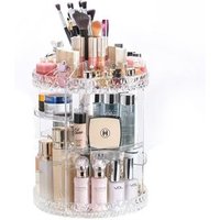 ZNH00024 Diamond Cut Pattern Multi-function Clear Acrylic 360 degree rotation rotating makeup organizer