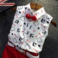 Cotton Linen Shirt & Shorts Suit Bow Tie