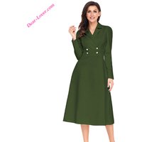 Turkey Women Button Collared Vintage Swing dress