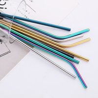 Hot selling 2019 amazon custom colour gold stainless steel reusable metal drinking straws with cleaning bush