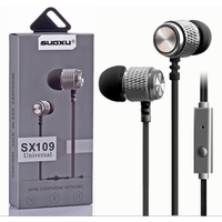 Gray Super bass metal braided wire earbuds with microphone for mobile phone MP3 MP4