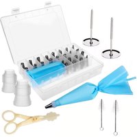 Amazon Hot Selling 33pcs/set Dessert Decorators Silicone Icing Piping Cream Pastry Bag Stainless Steel Nozzle Set DIY Cake