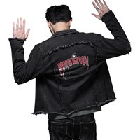 YueGe Oem men's wholesale ripped jeans jackets coat slim fit distressed men denim jacket