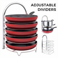 Adjustable kitchen pan pot organizer rack,cookware holder for cabinet storage