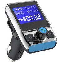 AGETUNR T40 Bluetooth 4.2 car fm transmitter mp3 player hands free phone calls DC 5V 3.4A charger display car voltage-Black+Blue