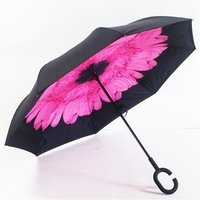 Hot sell double layers reverse umbrellas with logo prints