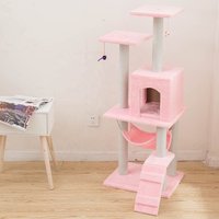 Cat Activity tree house natural sisal scratching tree tower Kitten favoritecat climbing tree with pink plush mouse