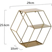 Ins Popular Metal Wall Hanging Rack Decoration Multifunctional Display Wall Mounted Storage Shelf With Floating Hexagon Metal