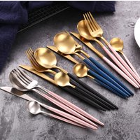 Portuguese Style Matte Pink Blue Cutlery Set