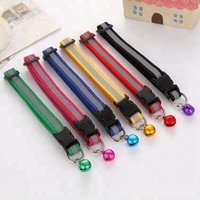 Wholesale pet shop products pet dog reflective bell collar nylon adjustable night safety pet dogs cats bell necklace collar