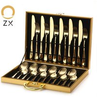 pvd stainless steel metal gold plated stock elegant 24 piece cutlery set