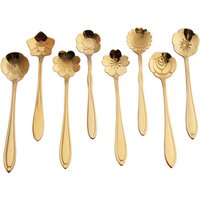 Multicolor Stainless steel Spoon Flower Shape Dessert Coffee Spoon Ice Cream Candy Tea Spoon