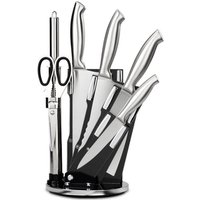 Full Stainless Steel 7Pcs Kitchen Knife Set Multi-Functional Knives For Meat Vegetable Fruit Cutting With Sharpening Rod