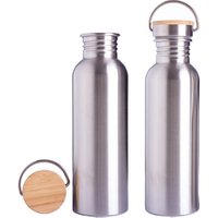 Factory Wholesale BPA free single walled stainless bottle thermo water bottle with bamboo lid