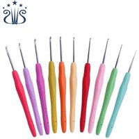 10 Piece Rubber Handle Stainless Steel Crochet Hook Set