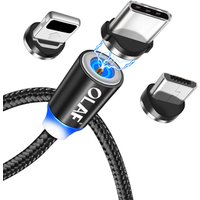 Free Shipping OLAF LED Magnetic Micro USB Type C Cable For Lightning 2m charger cable