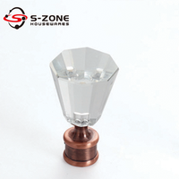 28mm Crystal Glass Curtain Rod Finial