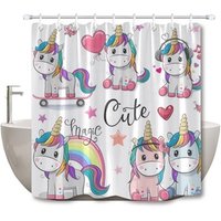 Wholesale Bathroom Decor 100% Polyester Fabric Digital Print Children's Kids Cute Cartoon Unicorn Shower Curtain