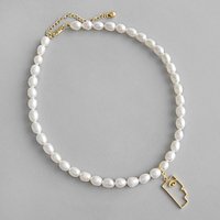 Popular baroque freshwater pearl charm gold pendant jewelry necklace for women