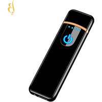 ultrathin double arc windproof rechargeable usb fingerprint sensor cigarette lighter