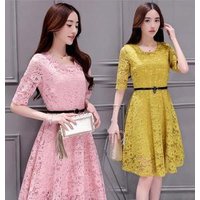 Korean Style Slim Fit Long Sleeve Lace Dress