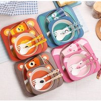 Children BPA Free Biodegradable Bamboo Fibre Kids Plate Cup Tableware Set