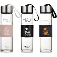 Borosilicate Glass Sports Water Bottle PU Sleeve