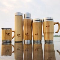 Bamboo Smart Skinny Vacuum Insulated Sealed Double Wall Stainless Steel Travel Tea Mug Water Bottle Mug Tumbler Cups Wholesale