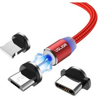 USLION 3 in 1 Magnetic USB Cable for Android Mobile Phone USB Cable for Type-C Charger Cable