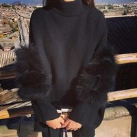 Oversized Fluffy Turtleneck Tunic Sweater