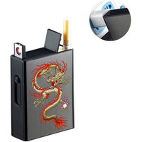 JJ707 China Factory Direct-selling Creative 20pcs Windproof Cigarette Case With USB Rechargeable Lighter Wholesale