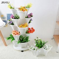 Tower Garden Plastic Stackable Flower Pots