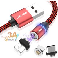 Free Shipping USLION Micro USB Cable QC 3.0 Fast Charger for Android Magnetic Type-c Fast Cable
