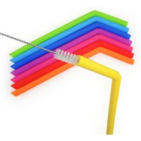 Amazon hot sell 100% Food Grade colorful silicone straw tips rubber drinking foldable straw with cleaning brush