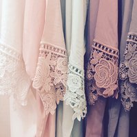 Plain Lace Trim Cotton Bridal Robe Wedding Mornings