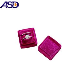 Customized velvet ring box with gold hot stamping square ring boxes/hexagon ring gift box