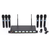 MX66 6 Channel professional true diversity uhf wireless Microphone System with 6 Handheld Microphones