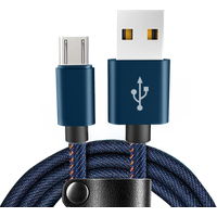 Fashion Jean Denim 1M 2.4A Micro USB Data Cable Charging Cable for Android