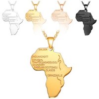 Hot Selling Fashion Hiphop Jewelry Stainless Steel Africa Map Necklace Pendant