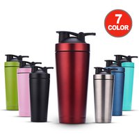 Wholesale Vacuum Insulated Protein Mixing Bottle Gym Mixer Cup Small Stainless Steel Shaker Water Bottle with Blender Whisk Ball
