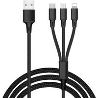 Quick charge 3in 1 USB Charger Cable Nylon Braided Type-C Micro USB Data Line for iPhone and for Samsung
