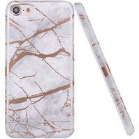 Luxury phone case for iPhone 6 7 8 plus flexible TPU marble case, for iPhone X/XS IMD marble case with golden