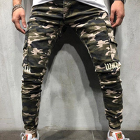 2019 New Camo pocket skinny jeans men Streetwear hip hop zipper camouflage Stylish Cargo pants biker jeans