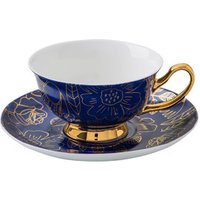 Navy Lotus Fine Bone China Blue Tea cup and saucer set porcelain