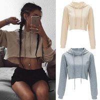 Long Sleeve Crop Top Hoodie