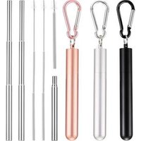 Amazon Best Seller 2019 Disposable Drinking Straws Metal Stainless Steel Reusable Portable Collapsible Telescopic Straw