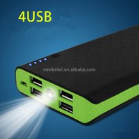 Free sample 2019 wholesale high capacity 4 usb powerbank rohs mobile phone power banks with flashlight