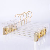 Adjustable Transparent Trousers & Skirt Hangers Golden Clips