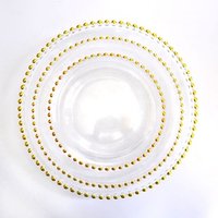 Wedding clear glass gold beaded 13 inch charger plates, dinner plate